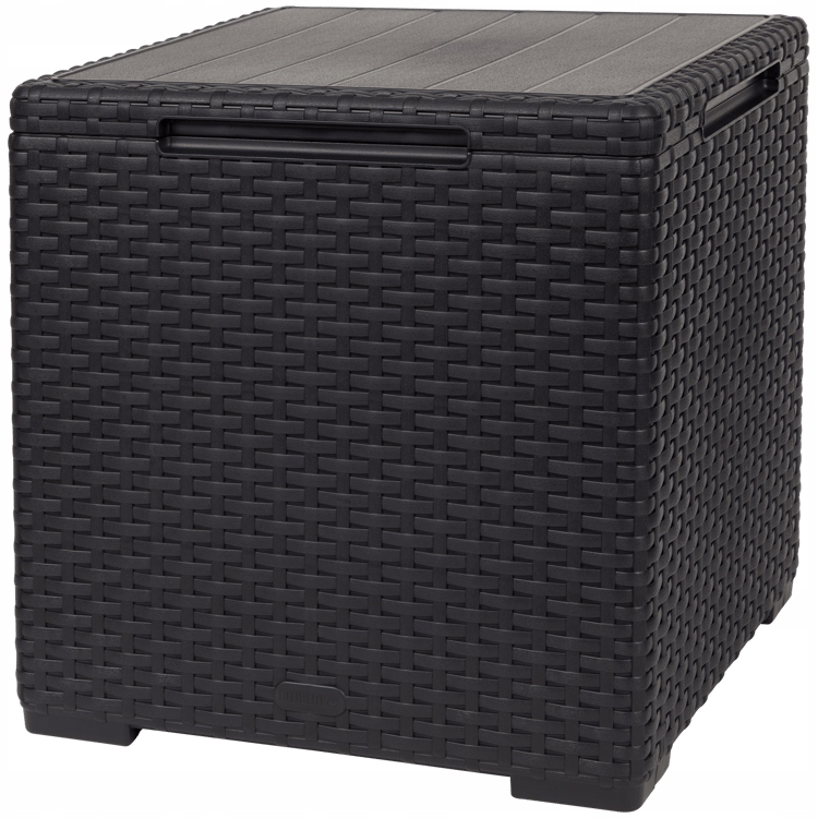 SKRZYNIA BALKONOWA TARASOWA POJEMNIK RATTANOWY STOLIK ZE SCHOWKIEM 2w1