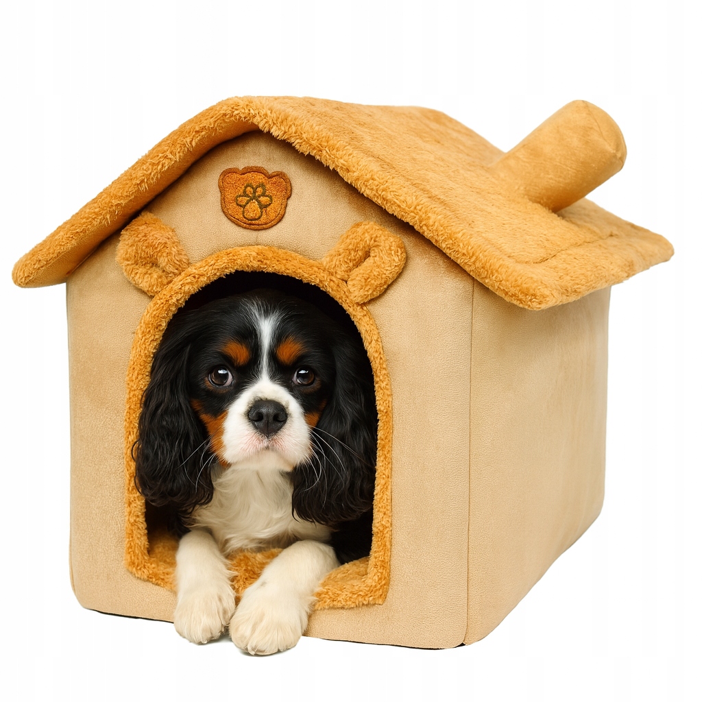 Levně Pelíšek Pro Malého Psa Kočku Plyšový Domeček Budka Polštář 40x33x38 cm