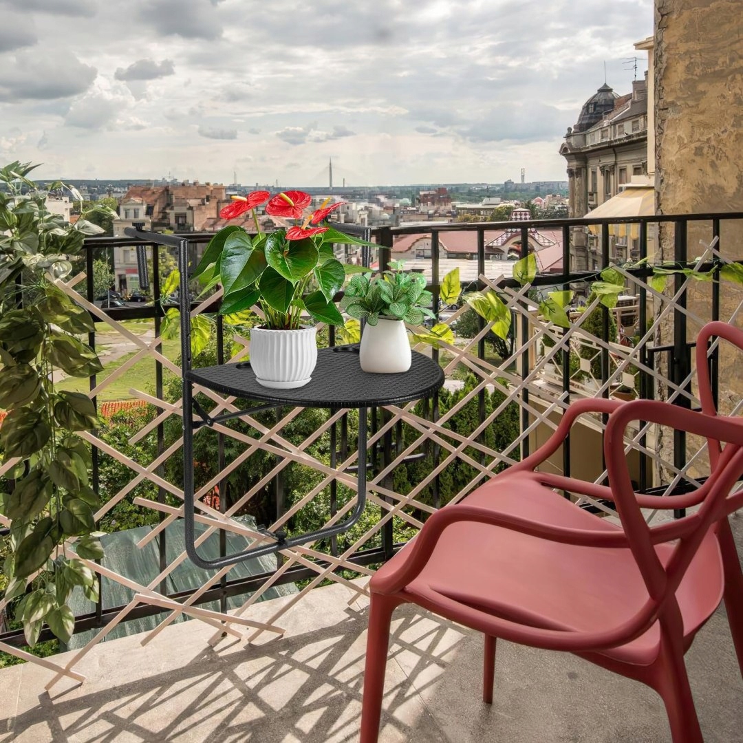 STOLIK BALKONOWY STÓŁ SKŁADANY KAWOWY WISZĄCY ZAWIESZANY CZARNY Kod producenta BY-60 BLACK