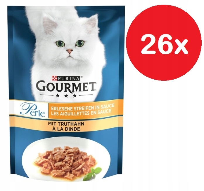 Levně Purina Gourmet Perle mokré krmivo pro kočky krůta pro kočky s krůtou v omáčce 26x85g