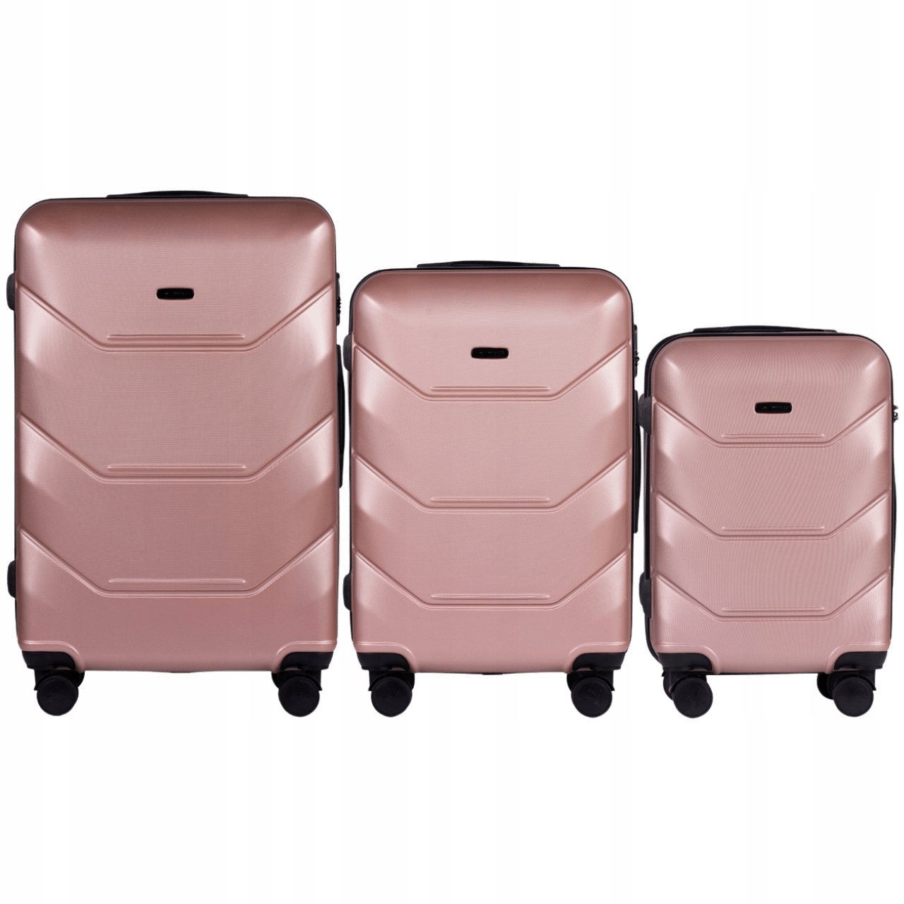 Komplet 3 Walizek Wings 149 Peacock 3.0 Kabinowa Średnia Duża Rose Gold