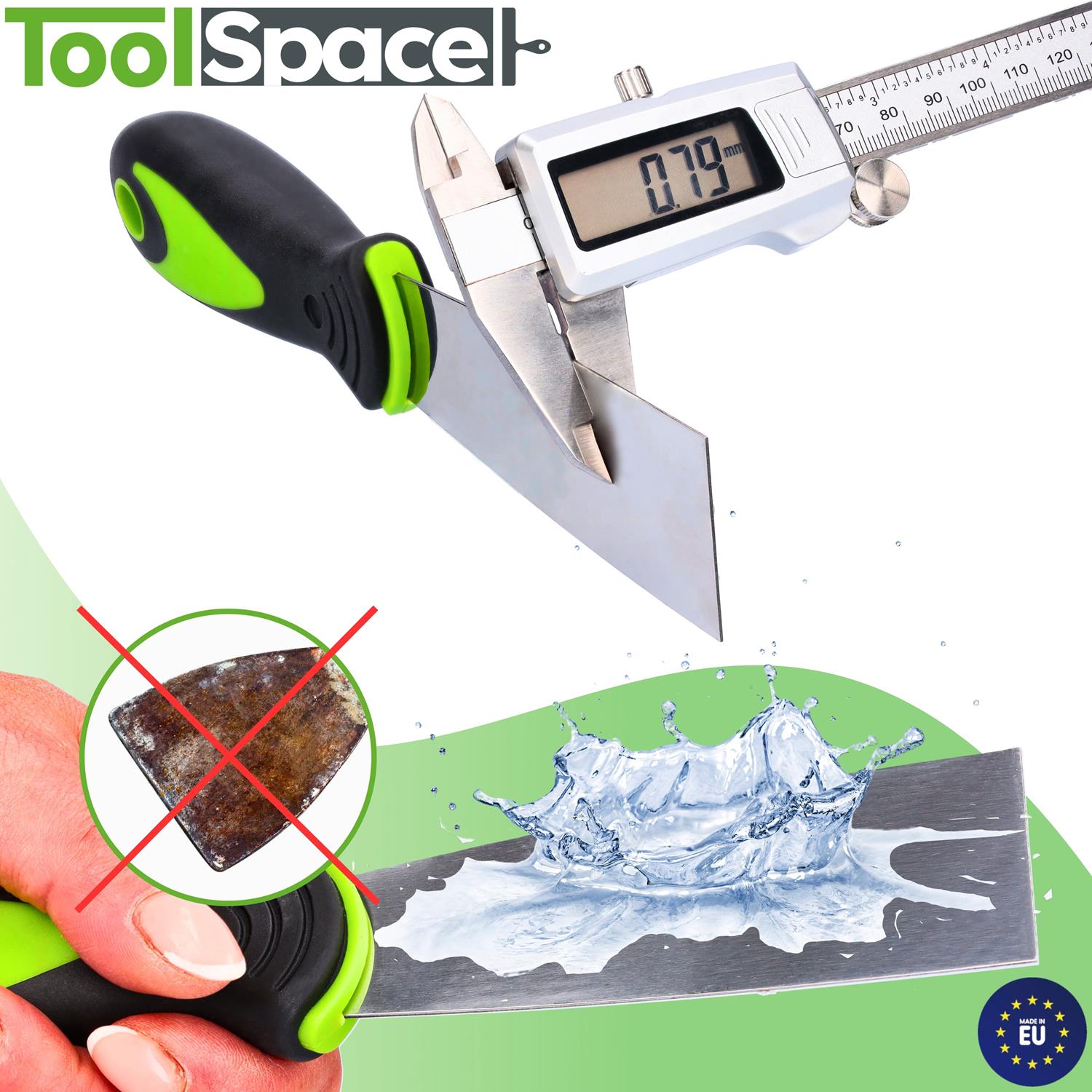 SZPACHELKA NIERDZEWNA, UCHWYT GUMA 80 mm Stan opakowania oryginalne