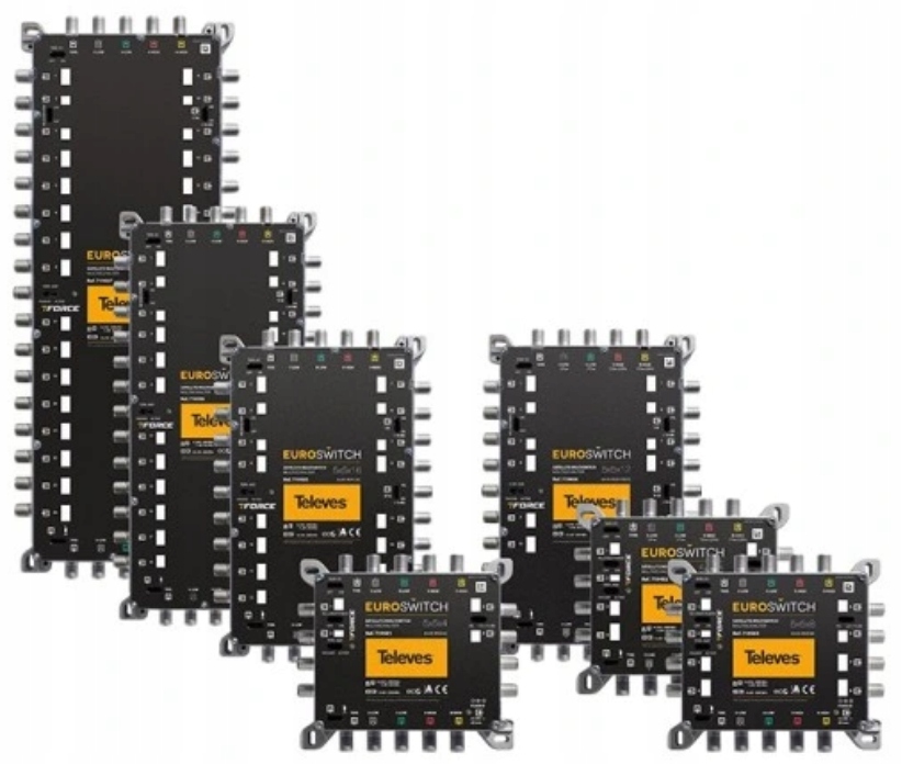 MULTISWITCH ROZDZIELACZ TV 5x8 TELEVES 5/8 + ZASILACZ Model 5x5x8 EUROSWITCH