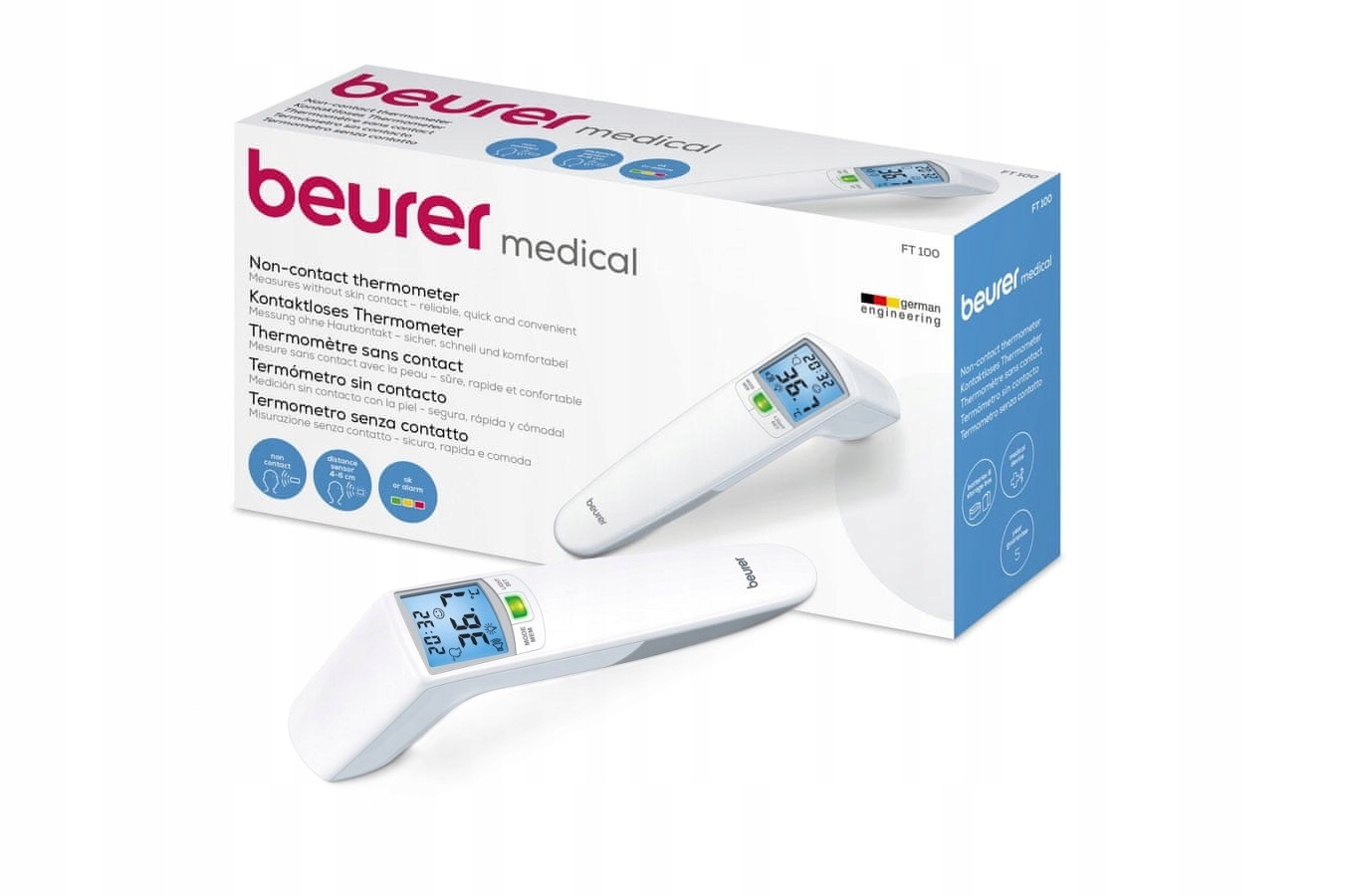 Termometr bezdotykowy Beurer Ft 100 biały Szybki Pomiar