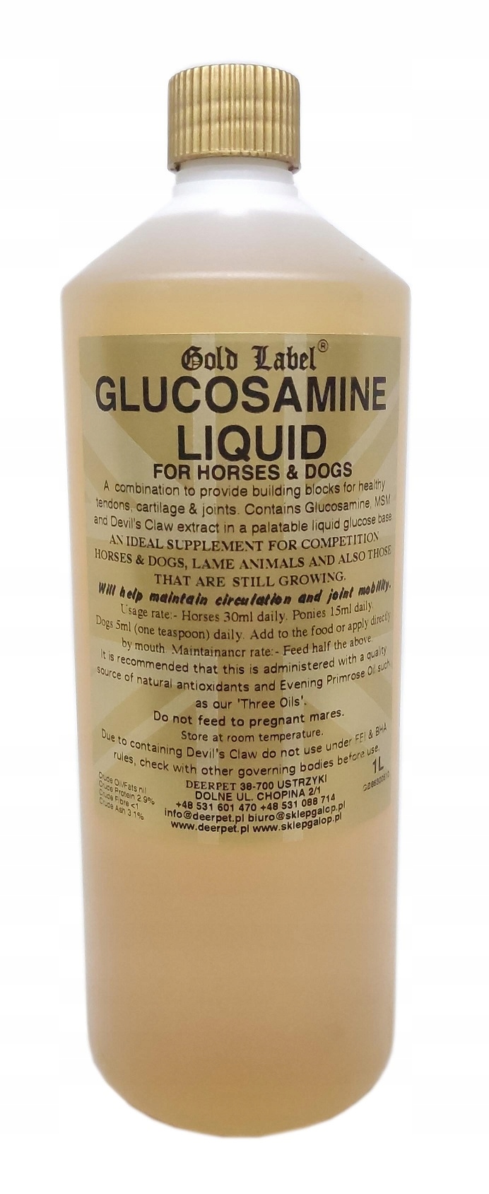 Glukosamin na klouby pro koně 1 L Gold Label Msm Čerci Pazur Extra Cena