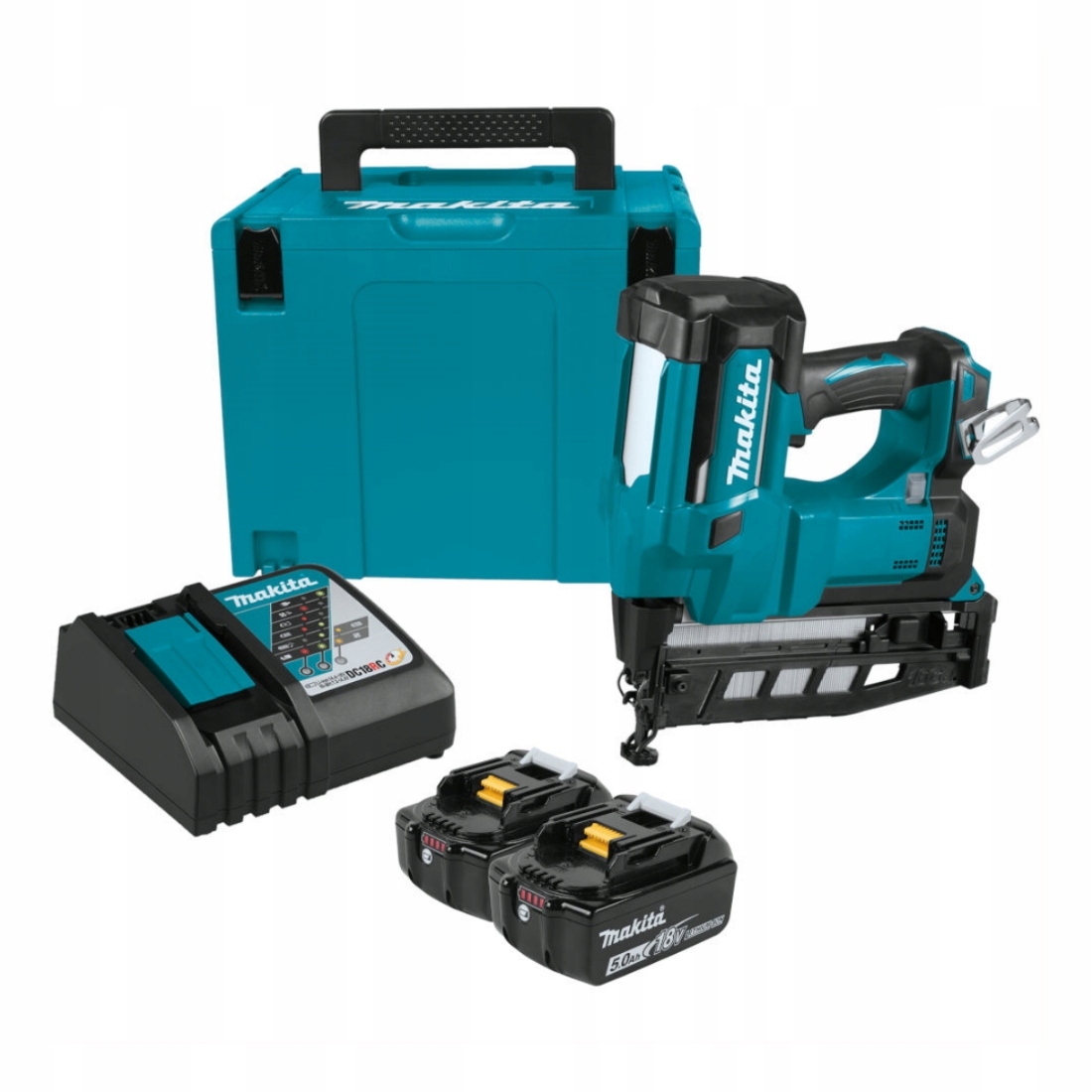 Makita DBN600RTJ Aku hřebíkovačka 18V 2x5,0Ah DC18RC Makpac