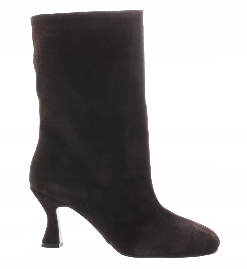 Hnědé Kotníkové Boty Na Vysokém Podpatku Kačenka Kožené Velurové Ulmani 39