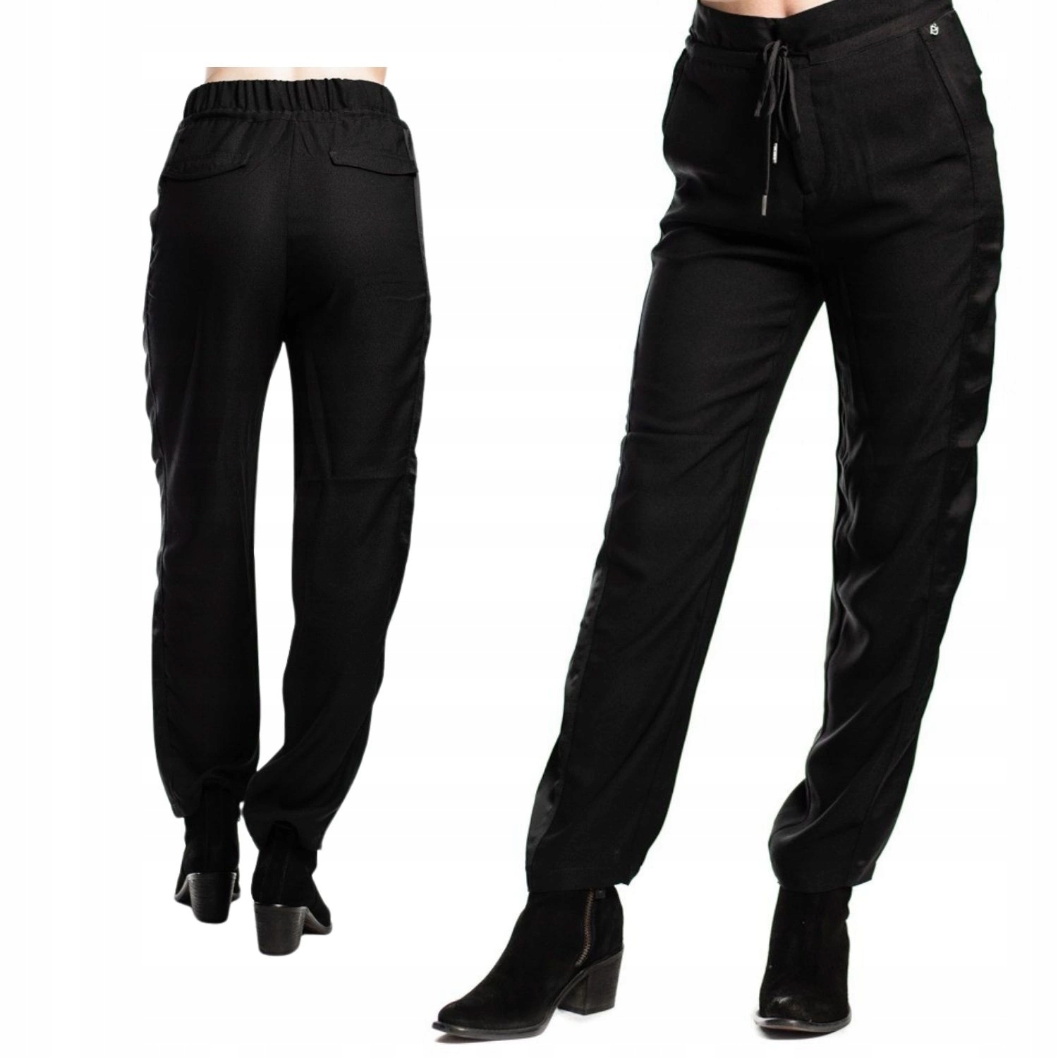 Dámské kalhoty Pepe Jeans látkové černé rovné, volné, módní vel. S