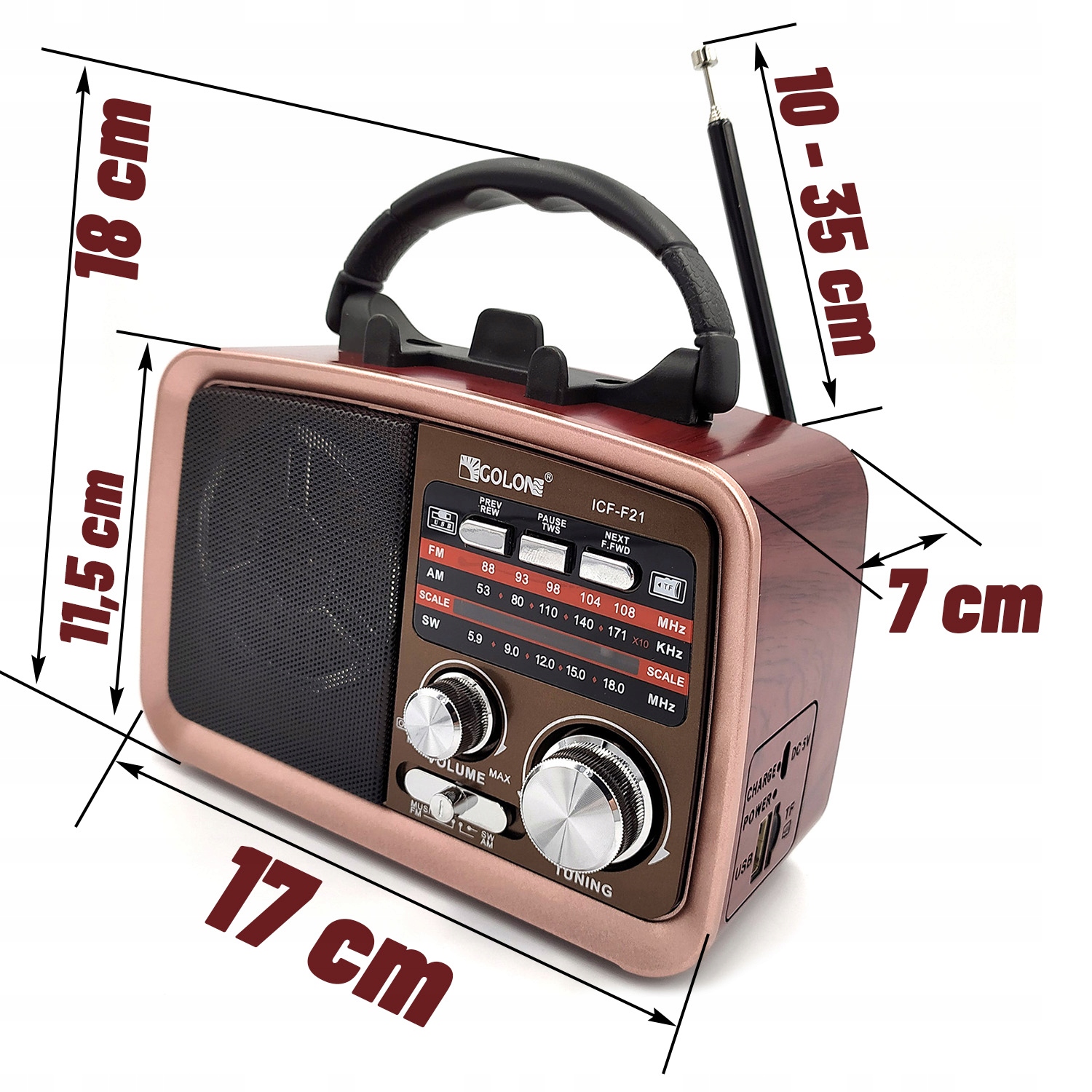 RADIO KUCHENNE AKUMULATOR PRZNOŚNE BLUETOOTH USB FM STYLOWE RETRO VINTAGE Radio AM FM SW