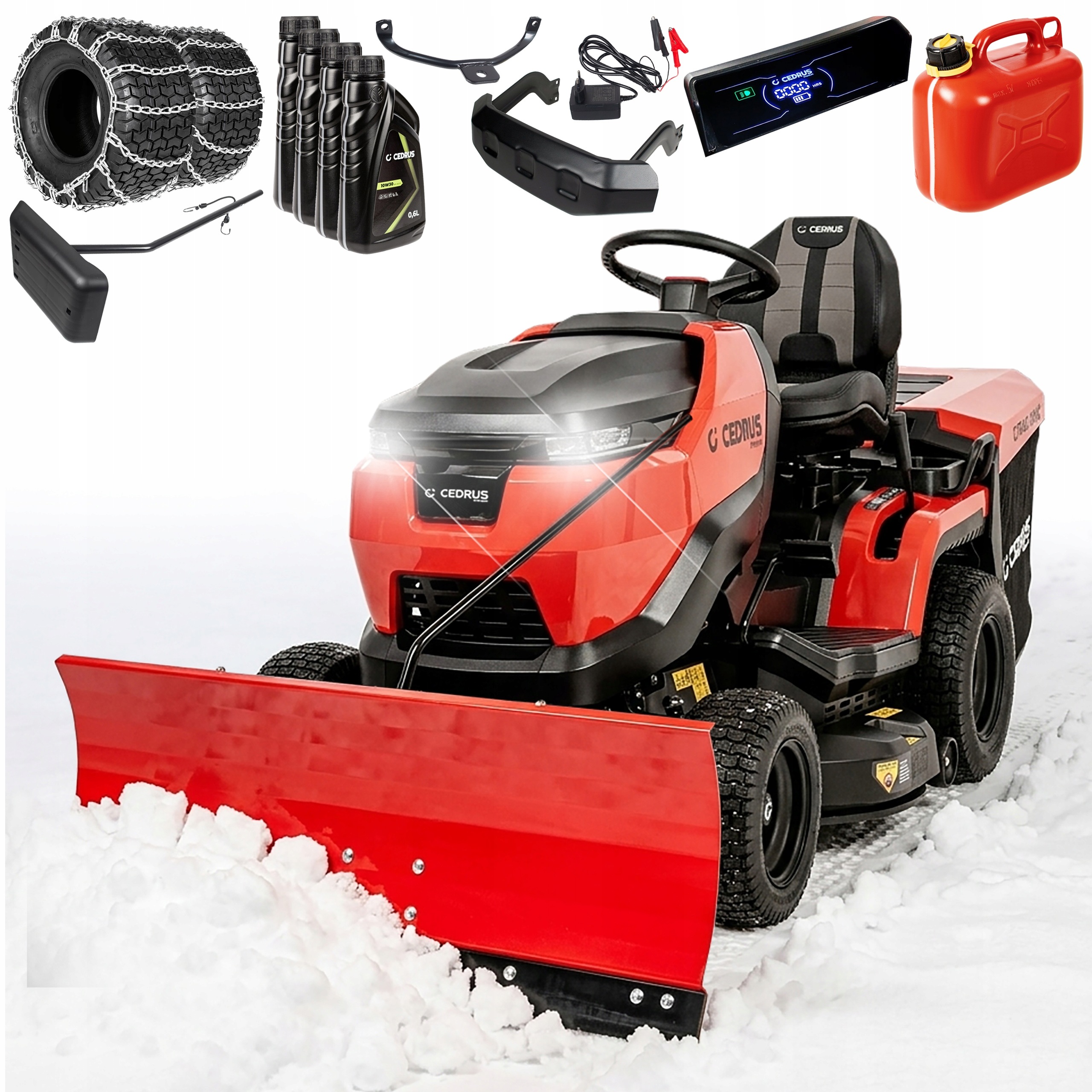 Traktor Ogrodowy Cedrus C-TRAC-103HC Kosz 280L Automat 102 cm Zestaw Zimowy