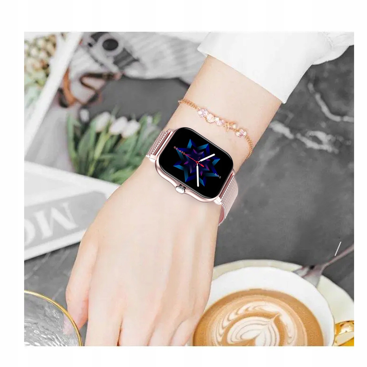 SMARTWATCH ZEGAREK POLSKIE MENU ROZMOWY SPORTSMART WATCH DAMSKI 2 PASKI Lokalizator GPS nie