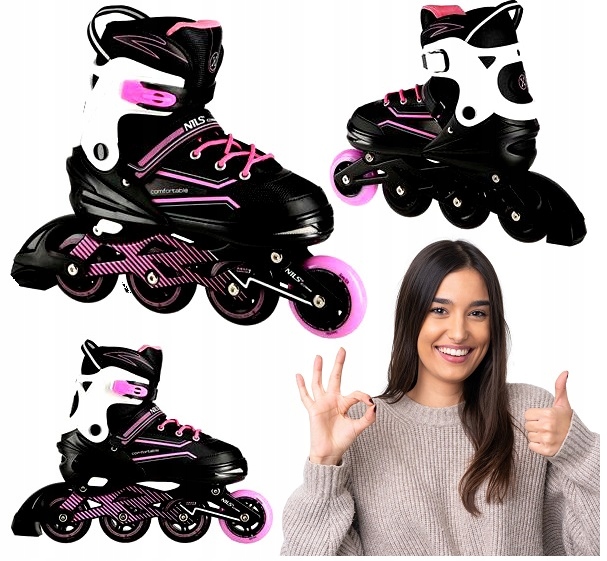 Kolečkové Brusle Růžové Brusle 2v1 Nastavitelné M 35-38 Hliníková ližina