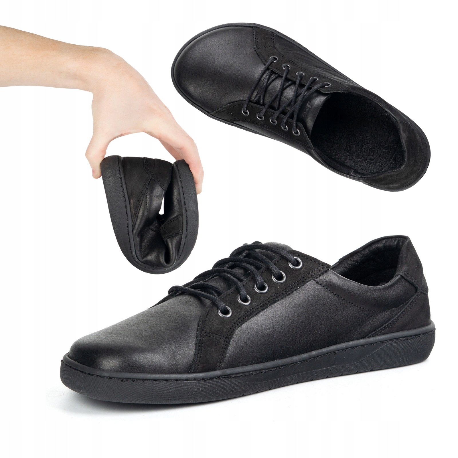 Pánské barefoot boty minimalistické kožené 909J černé 41