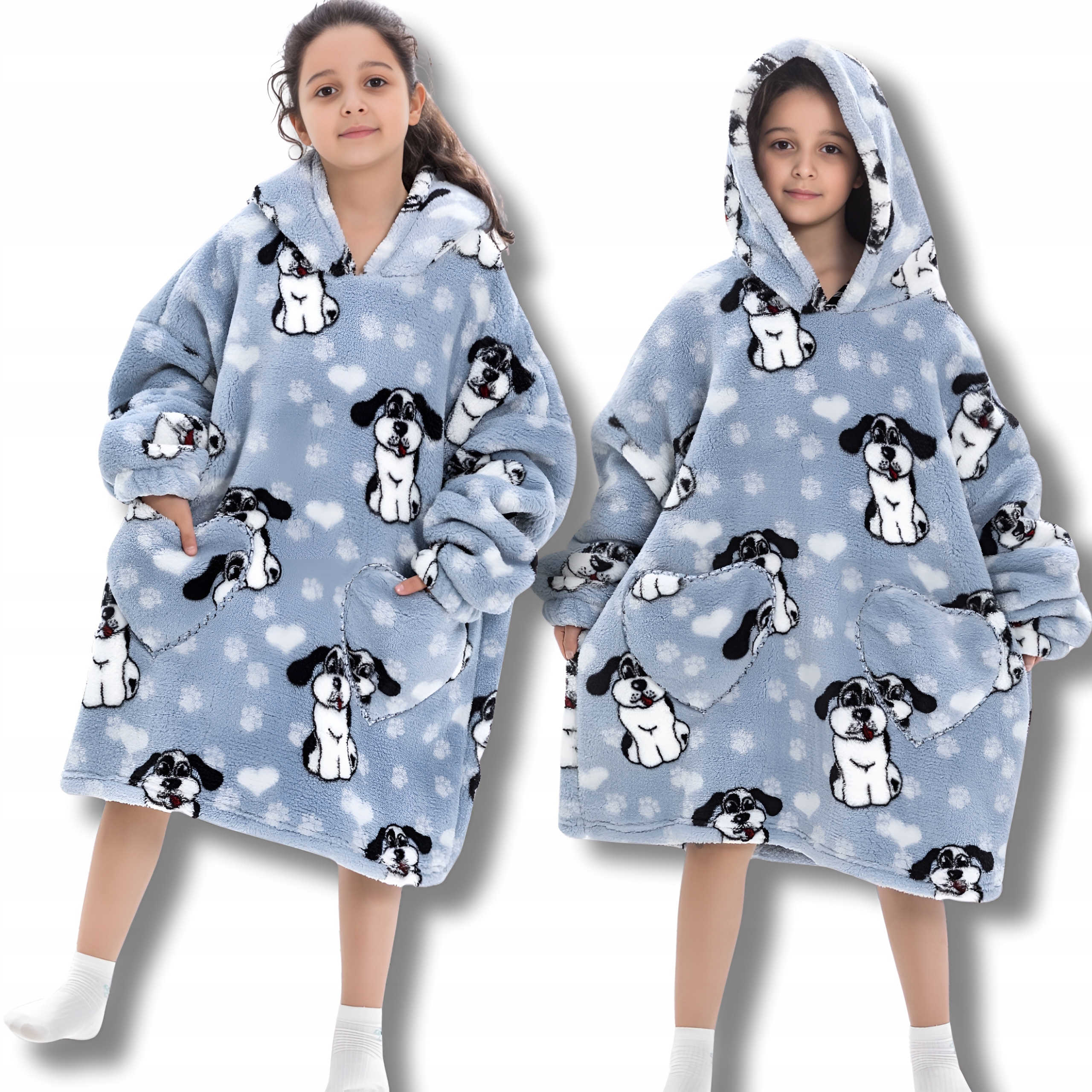 Kocobluza Dla Dzieci Koc Bluza Piżama Polar Z Kapturem Dziecieca Pieski 3w1