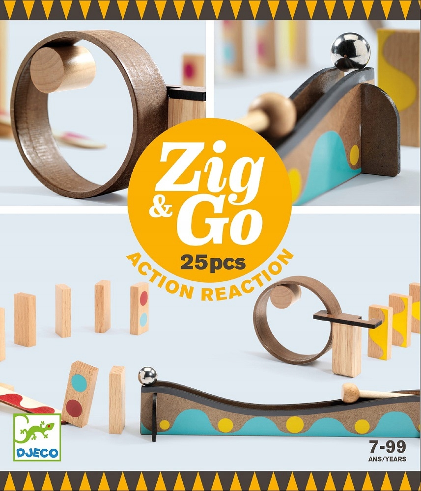 Tor Kulkowy drewniany zestaw Zig&Go 25el. Djeco 7+