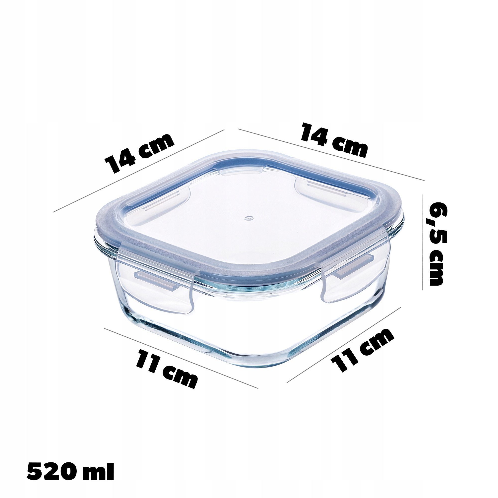 ZESTAW POJEMNIKÓW NA ŻYWNOŚĆ SZKLANE POKRYWKĄ PUDEŁKO KWADRATOWE 3szt Marka Kadax