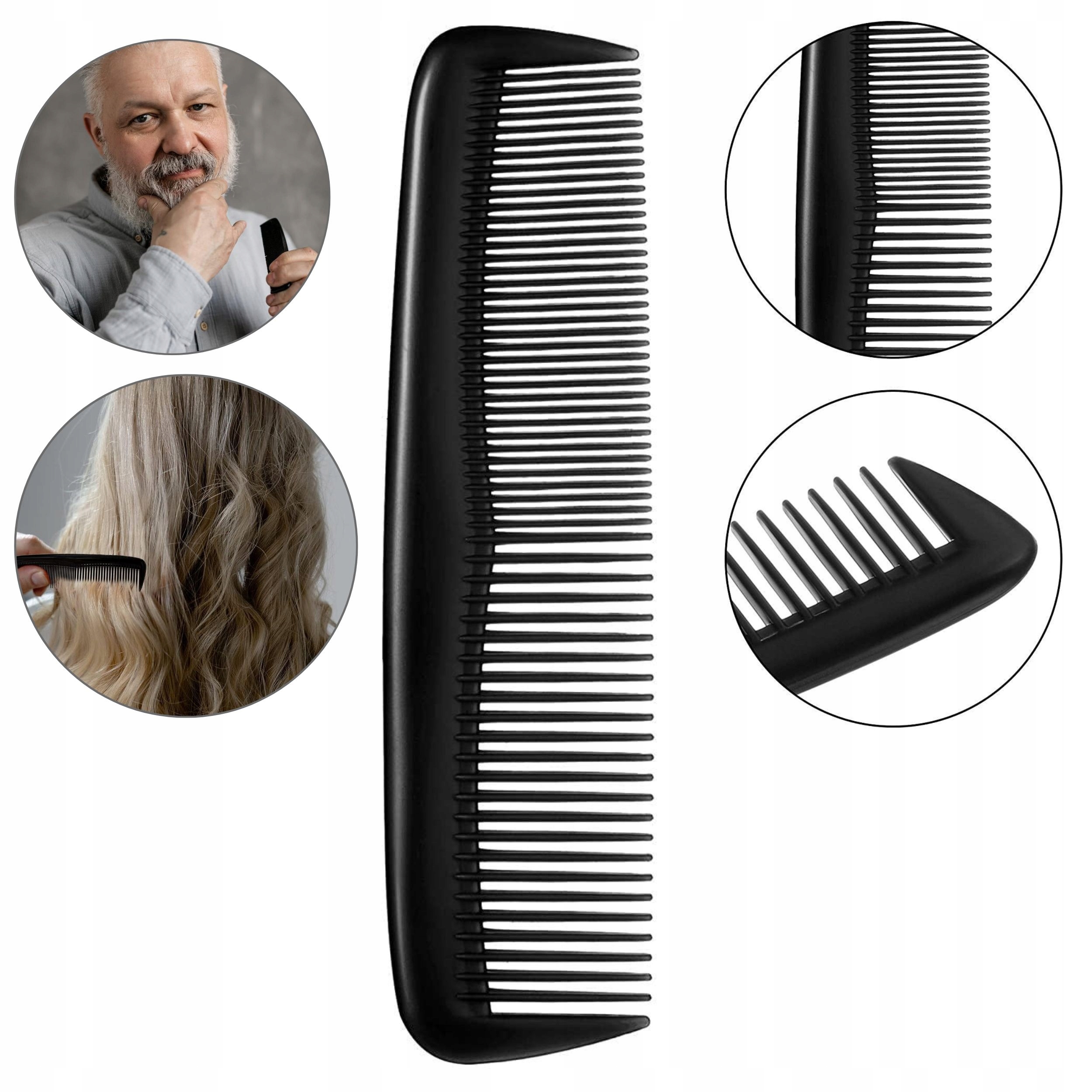 Kompaktní Hřeben Na Vlasy Vousů Kadeřnický hřeben černý malý 12,5 cm