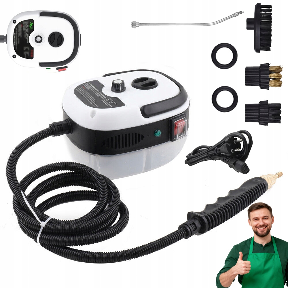 Parní Čistič Oken 2500W 3BAR 1000ML 6 Rychlostí 3 Kartáče