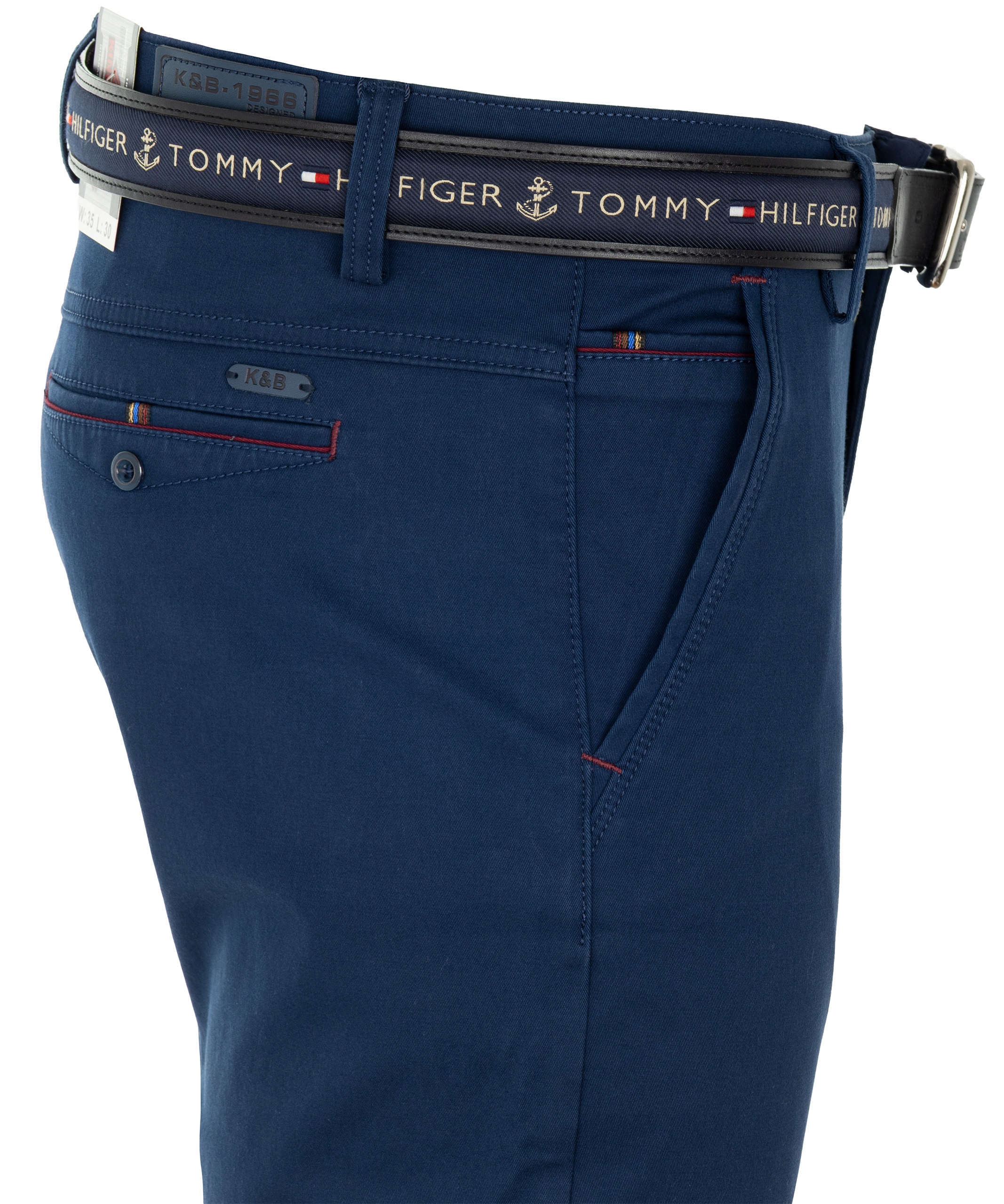 Spodnie Materiałowe Męskie Bawełniane Niebieskie Gładkie W37 L32