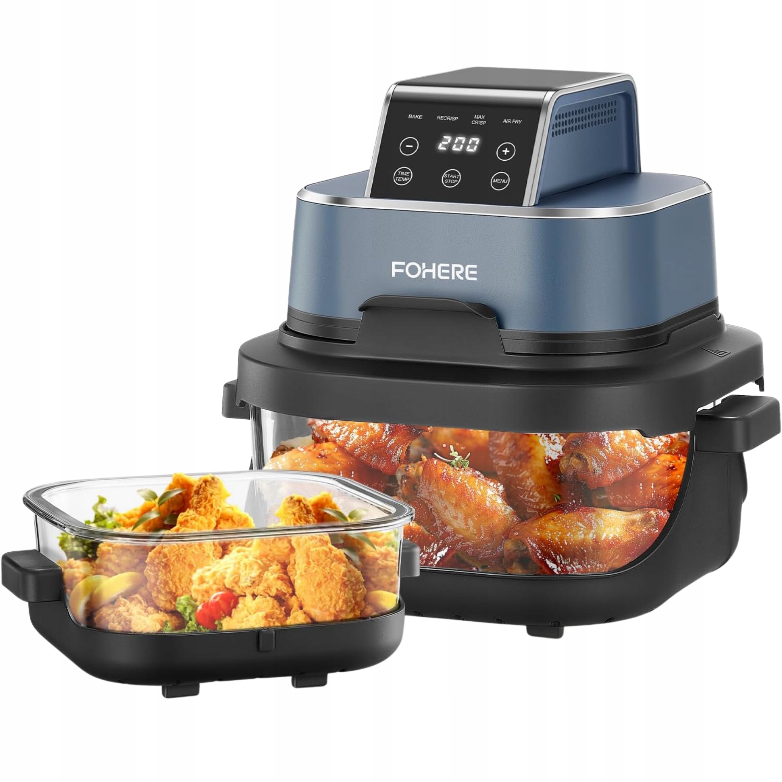 Air Fryer Fritéza bez tuku 4v1 1500W 4L 1.5L Skleněné Misky