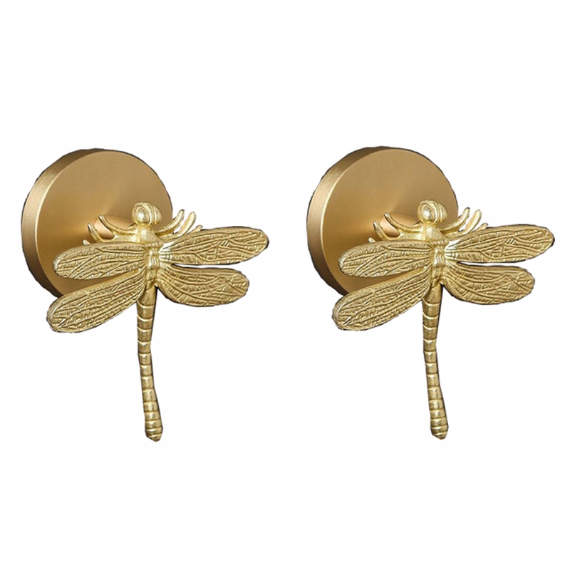 Věšák držák koupelnový háček zlatý vážka 2ks