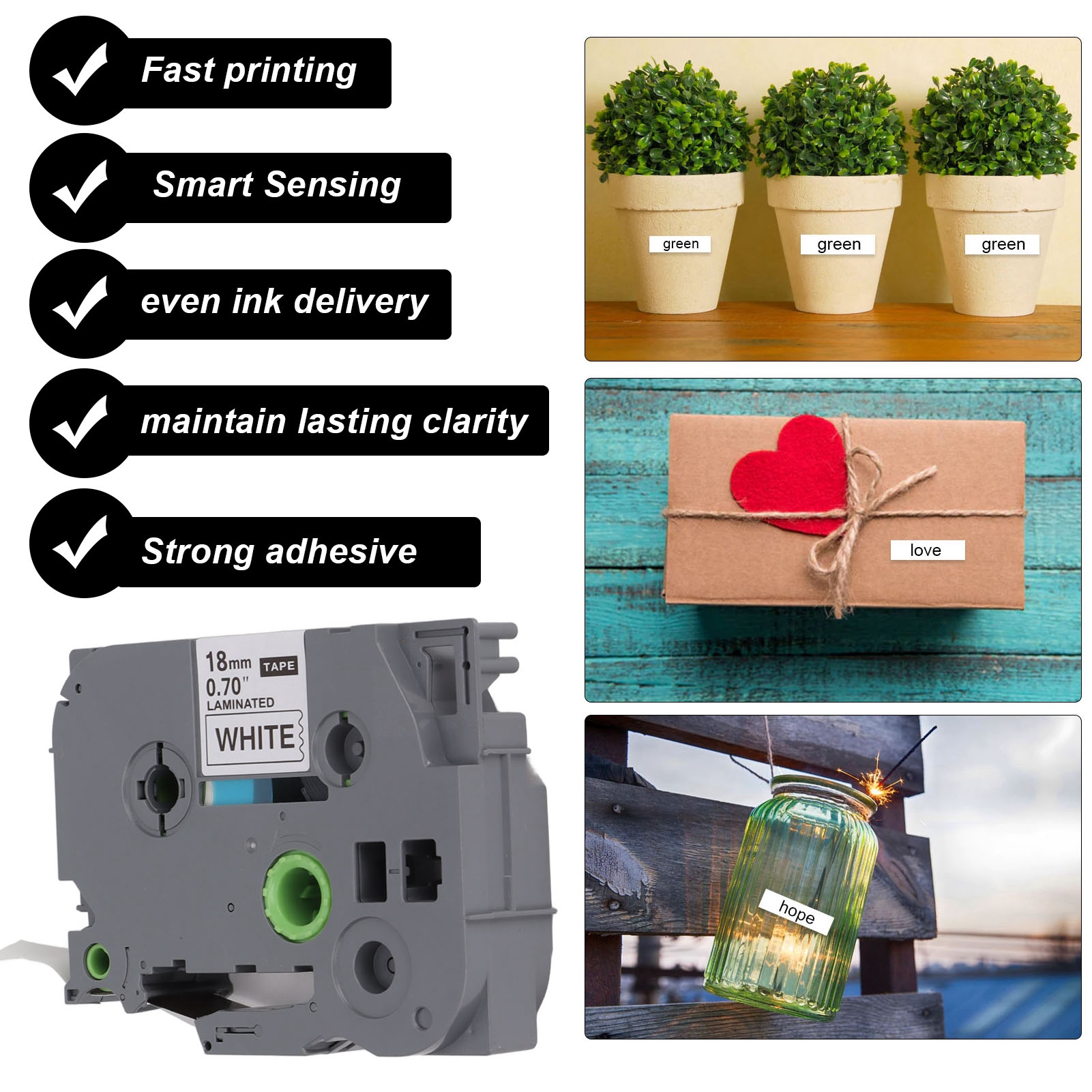 Taśma do drukarek Brother 18mm Kolor biały