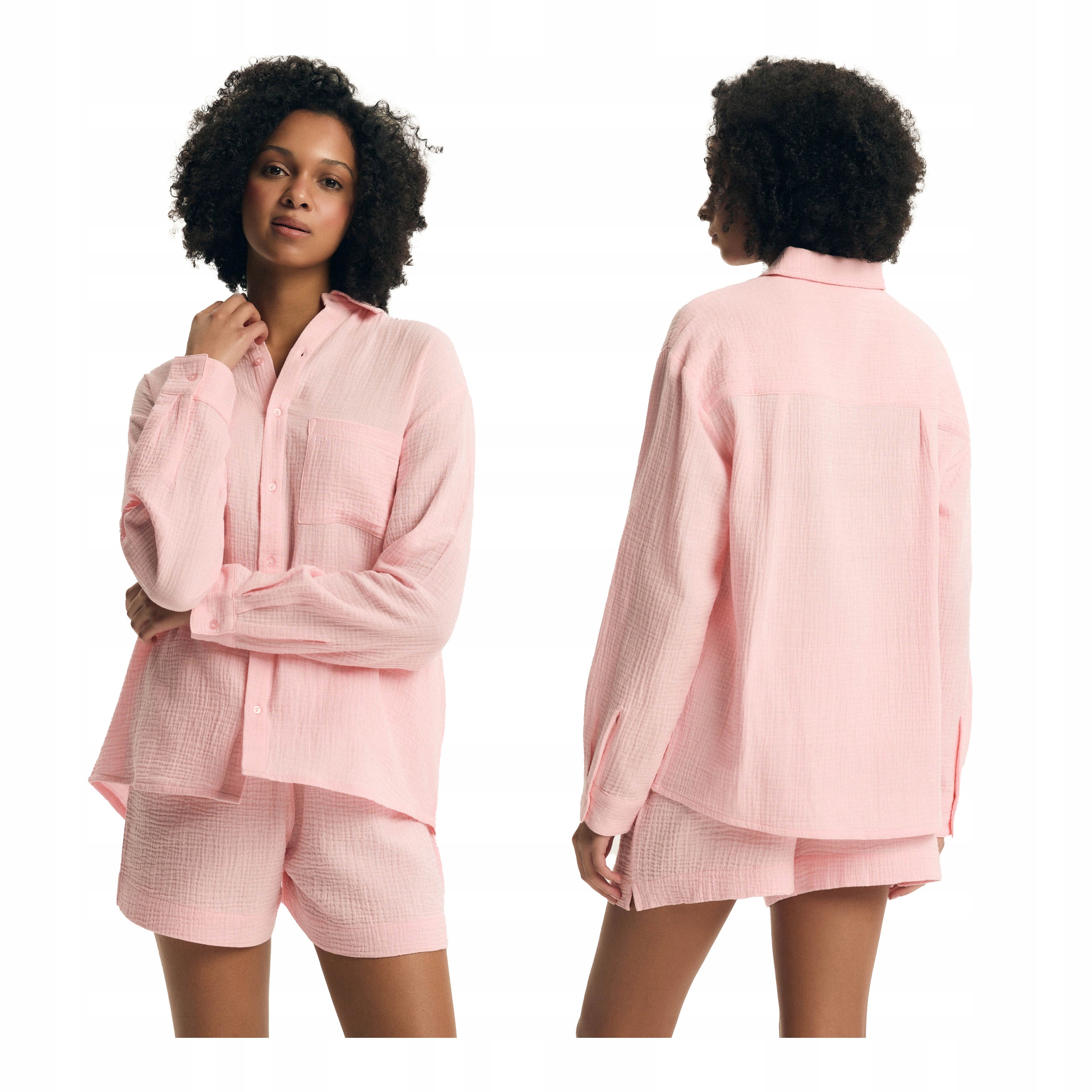 Dámské bavlněné dvoudílné rozepínací letní pyžamo XXL Henderson růžové