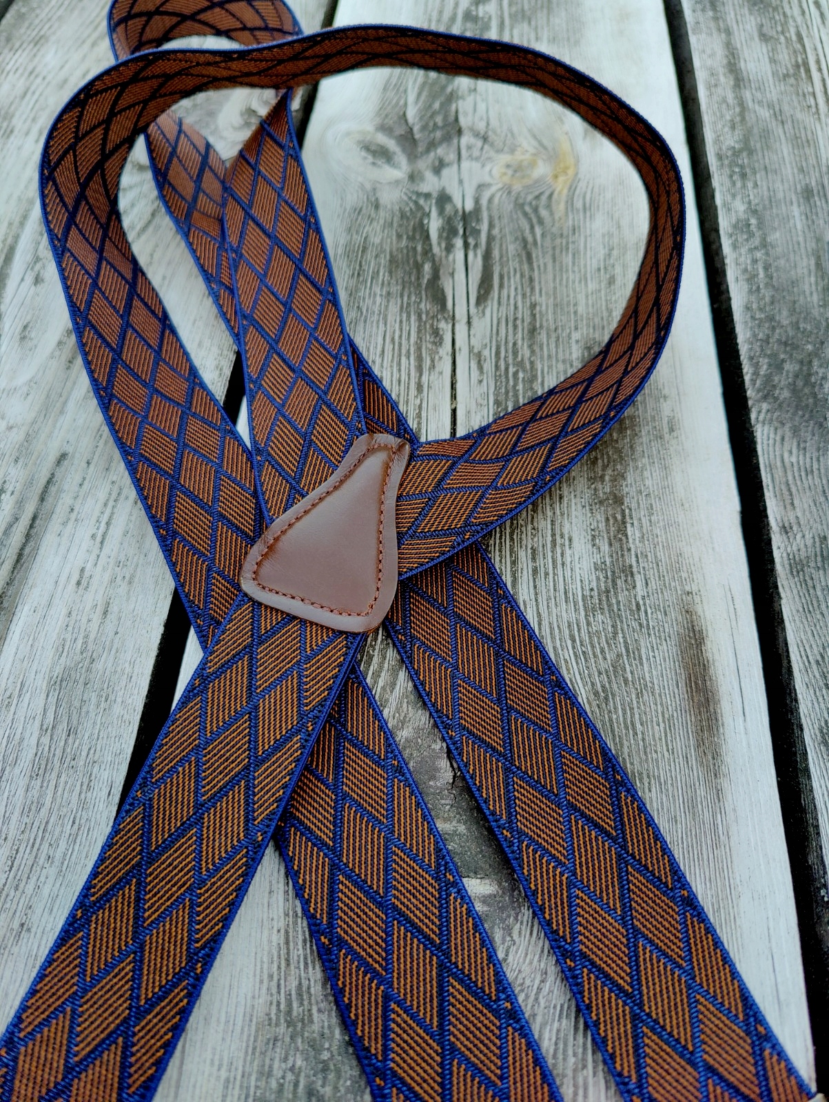 Szelki na guziki 2w1 GUMA BRĄZOWA ROMBY do spodni Płeć uniseks