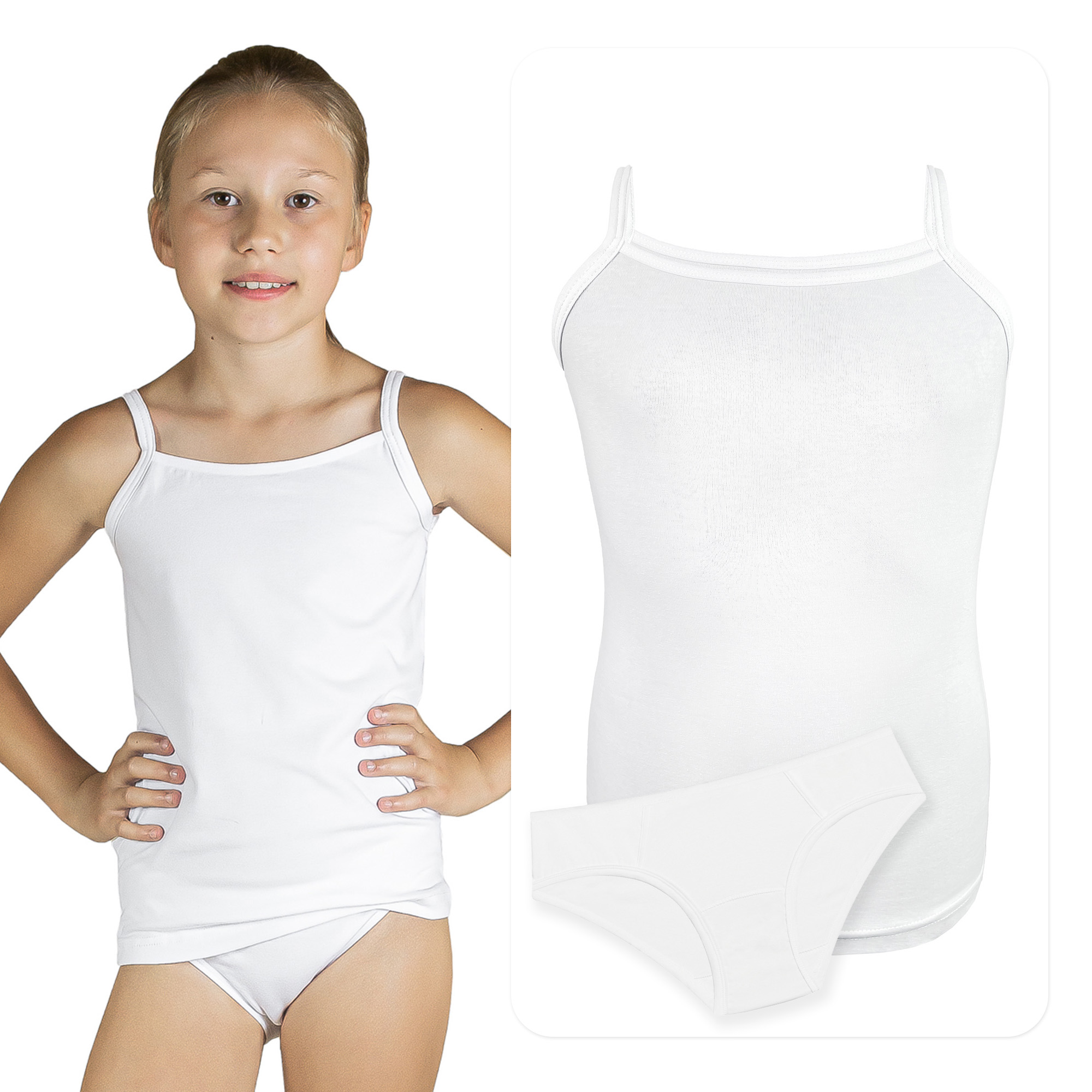 KOMPLET ZESTAW BIELIZNY 164 DLA DZIEWCZYNKI MAJTKI I PODKOSZULKA BAWEŁNA