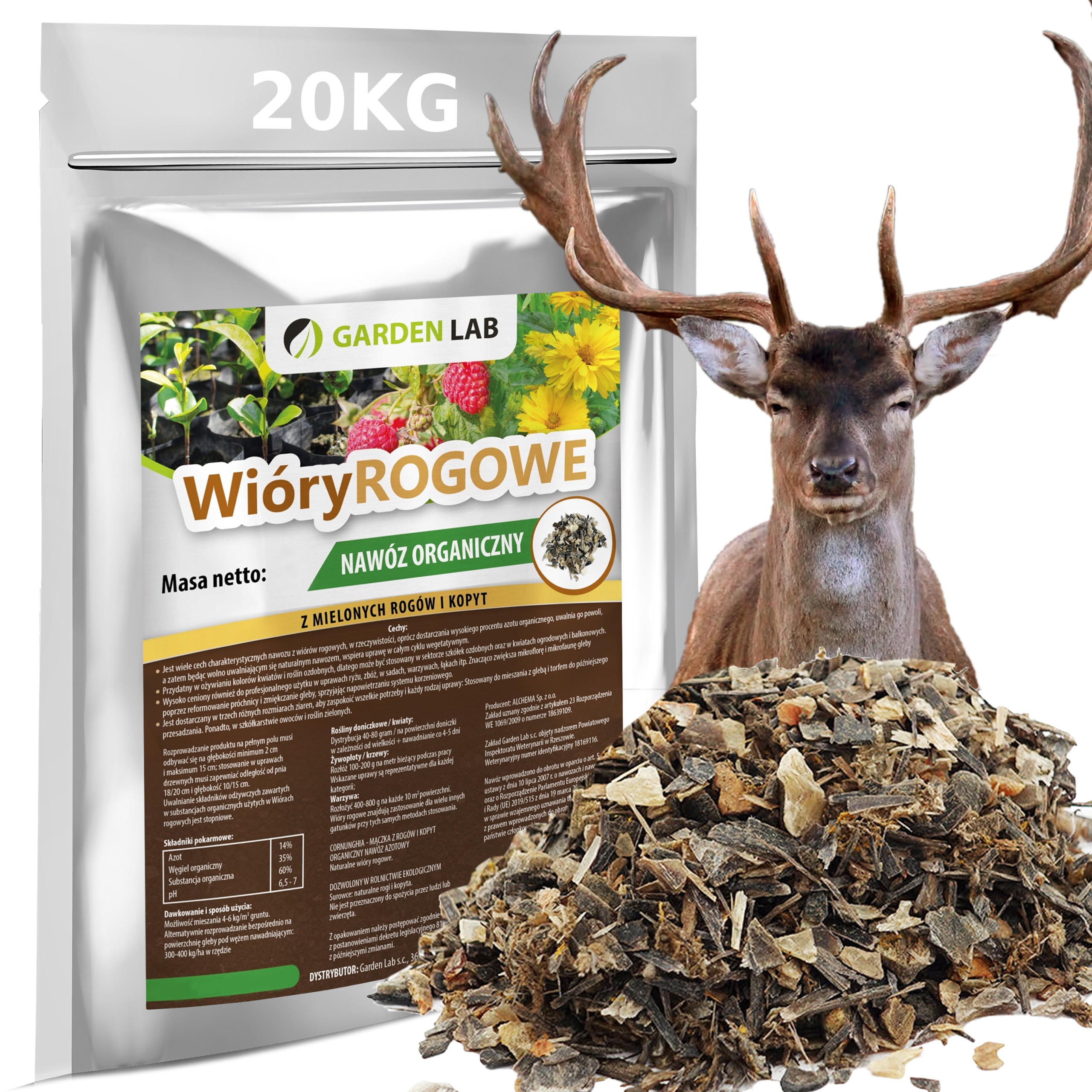 Nawóz WIÓRY ROGOWE Z KOPYTAMI Mączka Rogowa 20KG