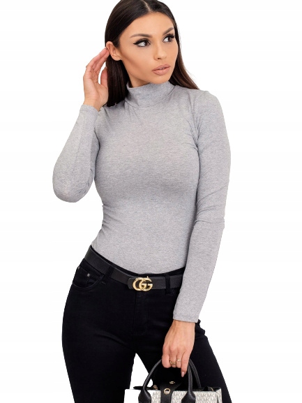 

Klasyczna Damska Bluzka Z Golfem szara Cassie XL