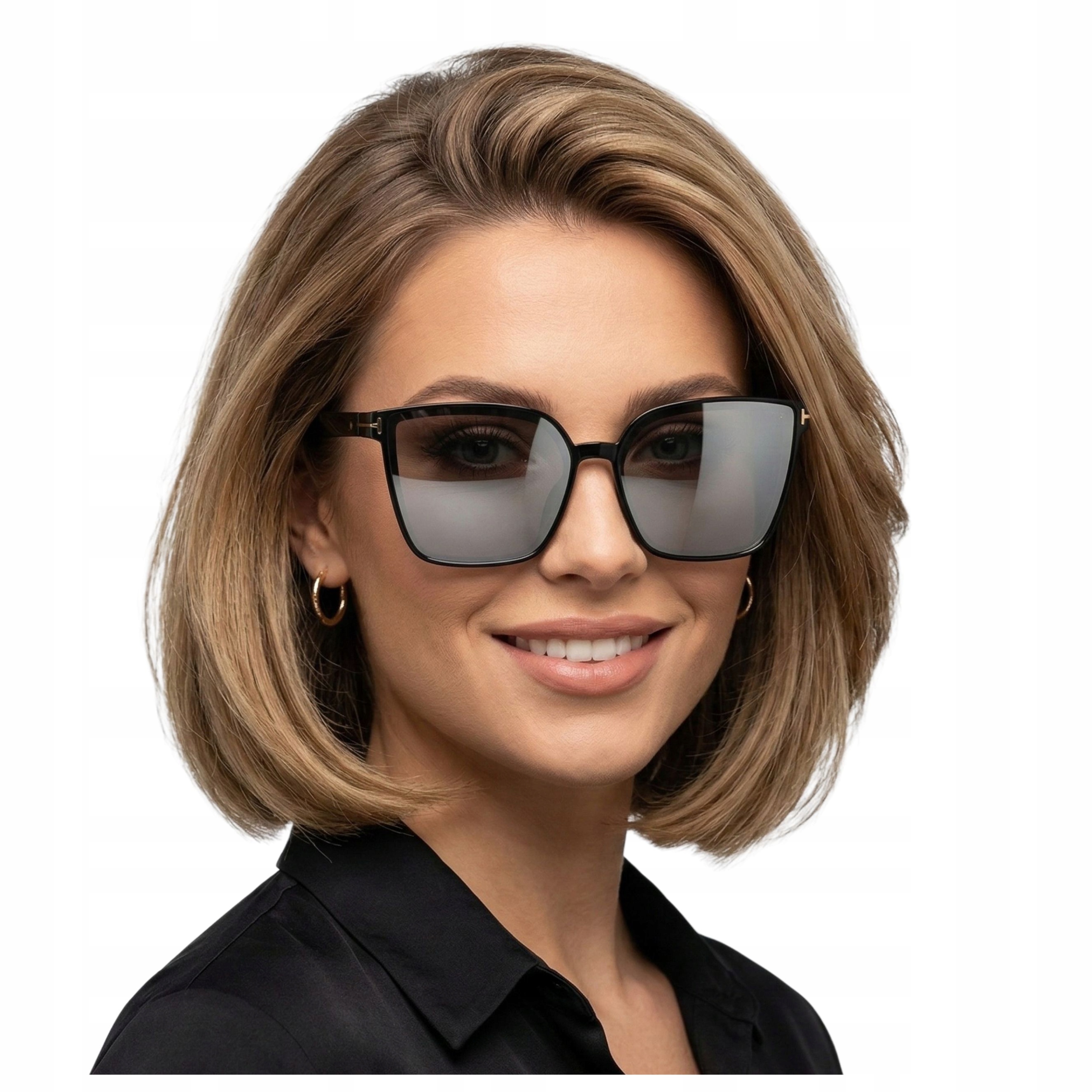 Okulary przeciwsłoneczne damskie z polaryzacją kwadratowe duże z etui Brilo