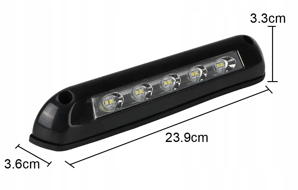 Zewnętrzna lampa LED, do kampera 12V, pod markizę CZARNA