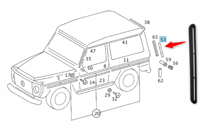 Přívod Vzduchu Krytka Mercedes G Třída Zadní W460 Mercedes Oe A4606980089