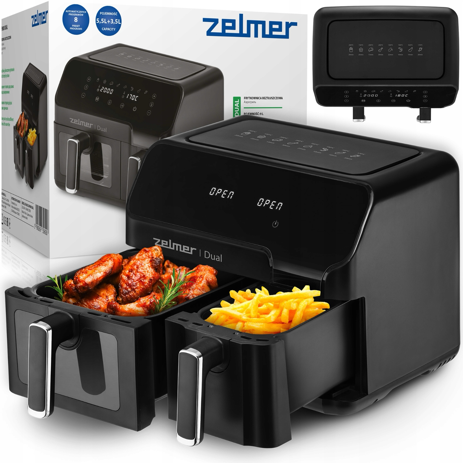 Frytkownica Beztłuszczowa Zelmer Frytownica Piekarnik Podwójna 2700W 9L