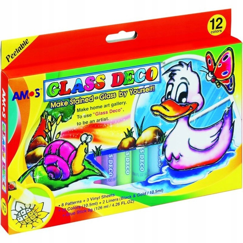 Vitrážové Barvy 10.5 ML X 12 Barev Amos