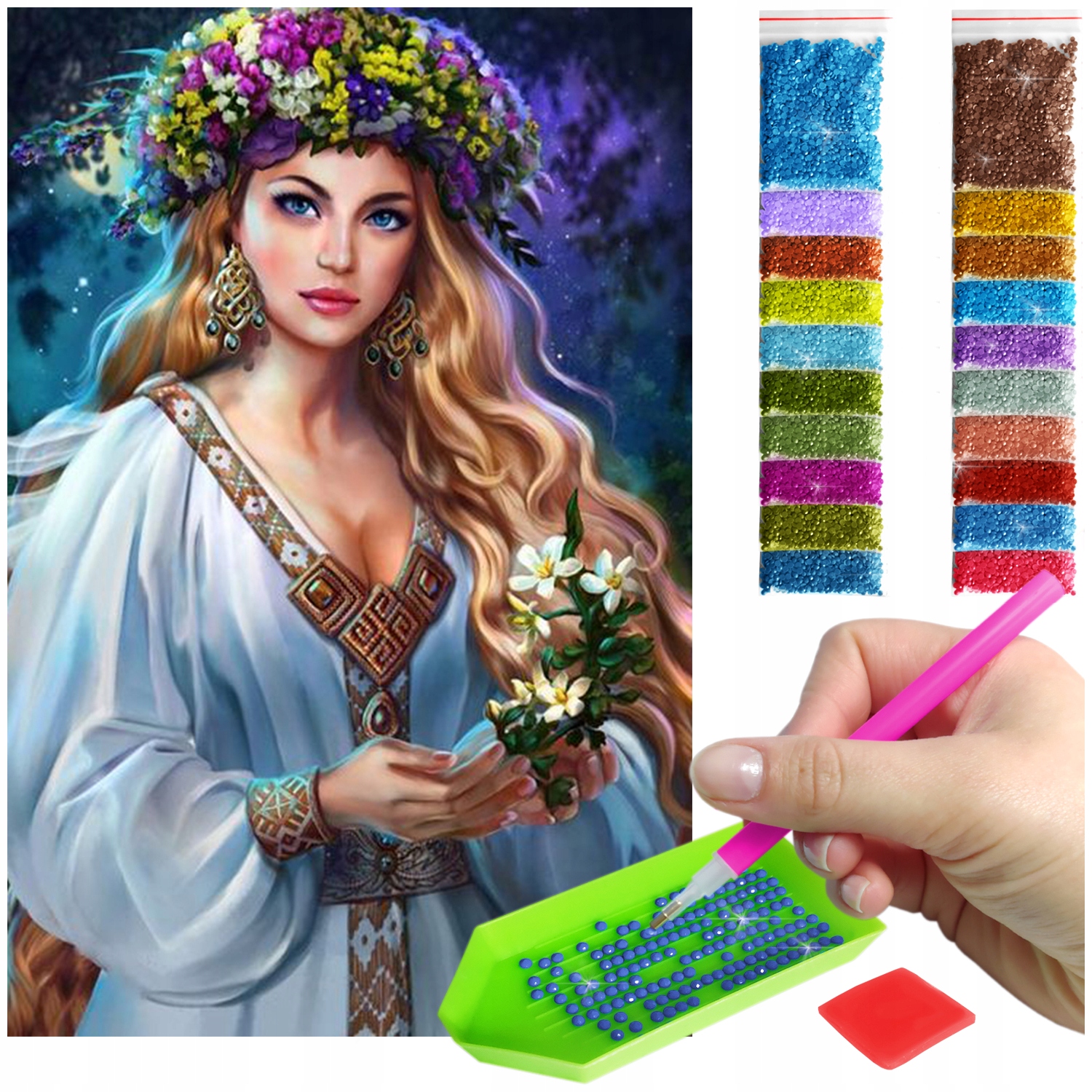 Haft Diamentový Velký 60x40cm Diamond Painting Diamentová Mozaika Příslušenství