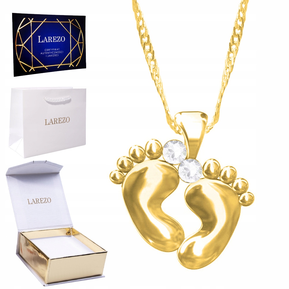 Zlatý pozlacený náhrdelník 24K s nožičkami pro nohy dítěte, nohy dítěte, Stříbro 925