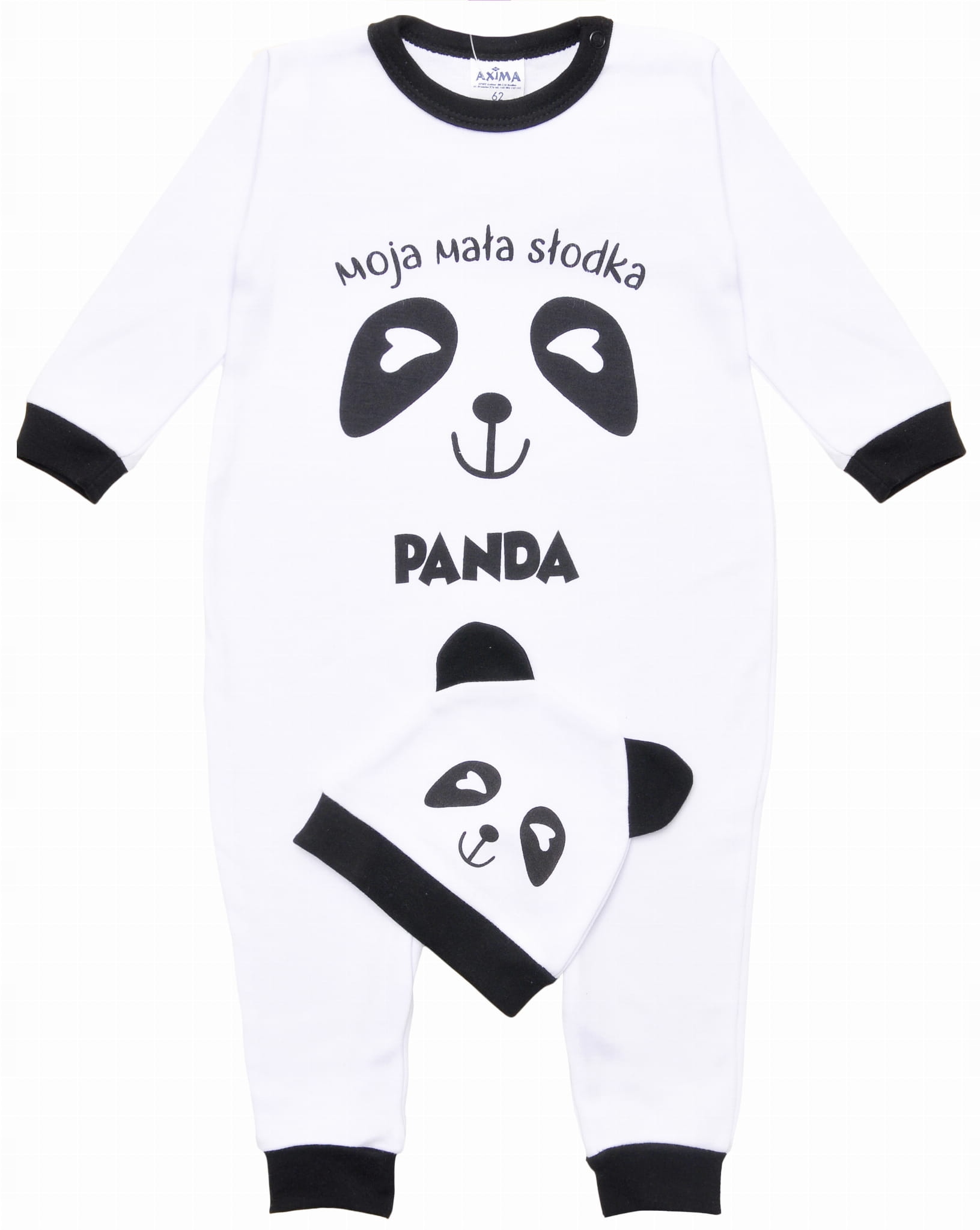 

Komplet Moja mała słodka panda z czapeczką r. 62