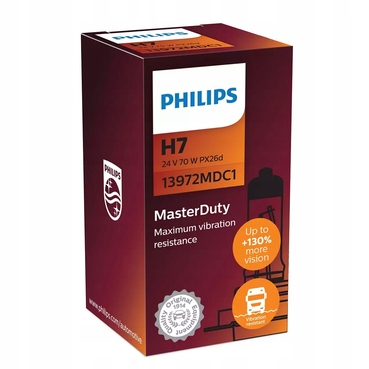 

Philips Żarówka H7 24V 70W Masterduty +130% 1szt