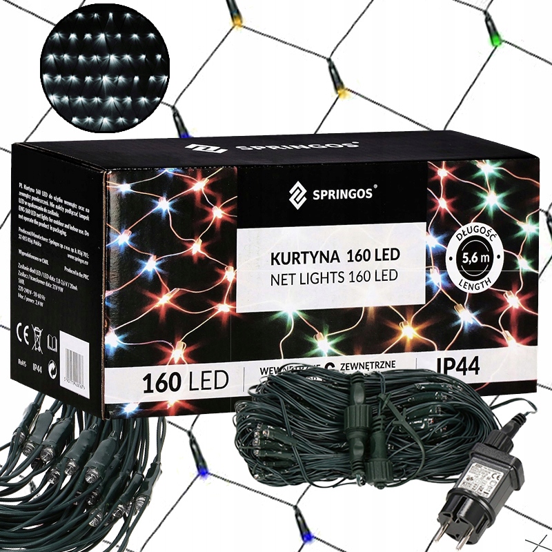 

Siatka świetlna 2x2,6m 160LED multikolor girlanda