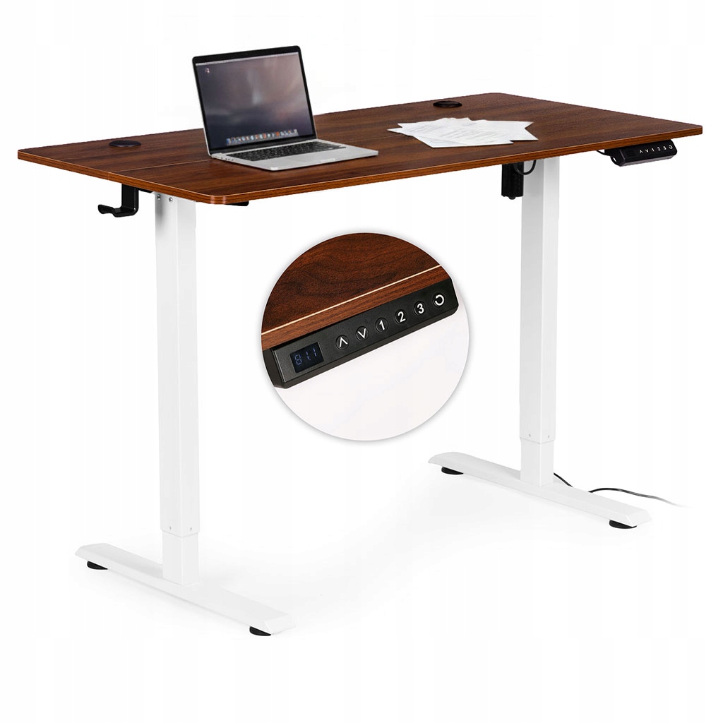 ModernHome Elektrický písací stôl 120 x 60 cm, nastaviteľná výška, hnedý