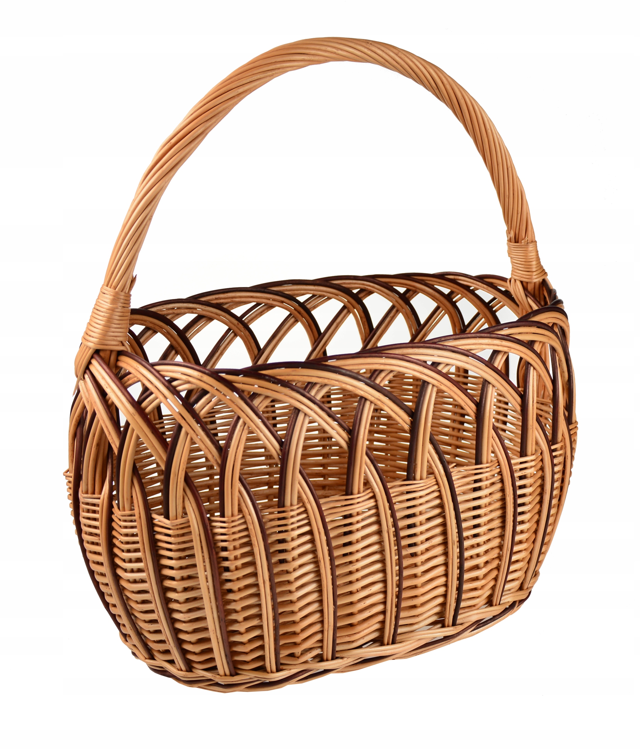 

Wiklinowy koszyk Na Zakupy zakupowy grzyby ażur