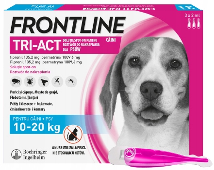 Frontline Tri-Act M krople na pchły i kleszcze dla psa 10-20 kg 3x2 ml