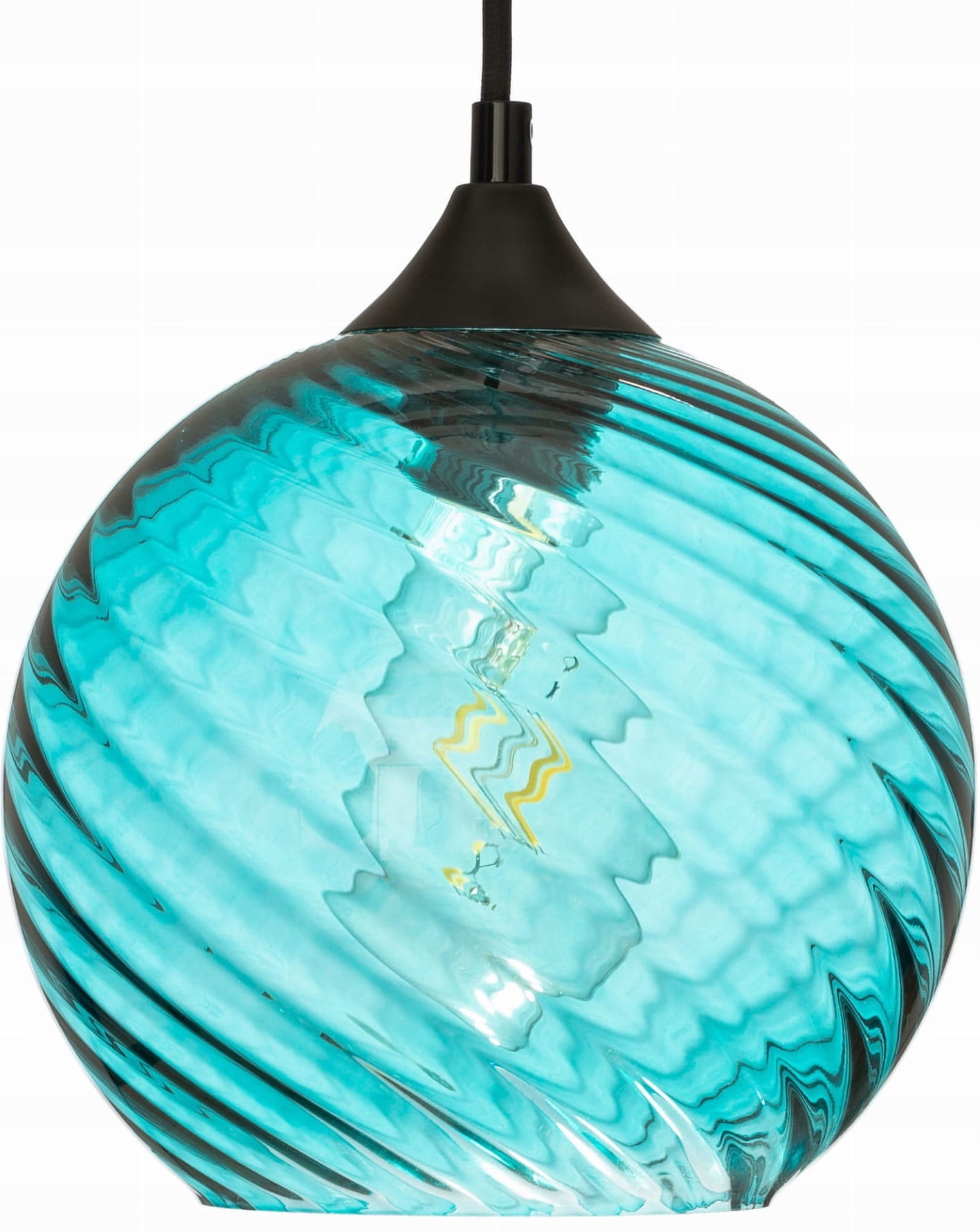 Lampa wisząca szklana niebieska kula Vela