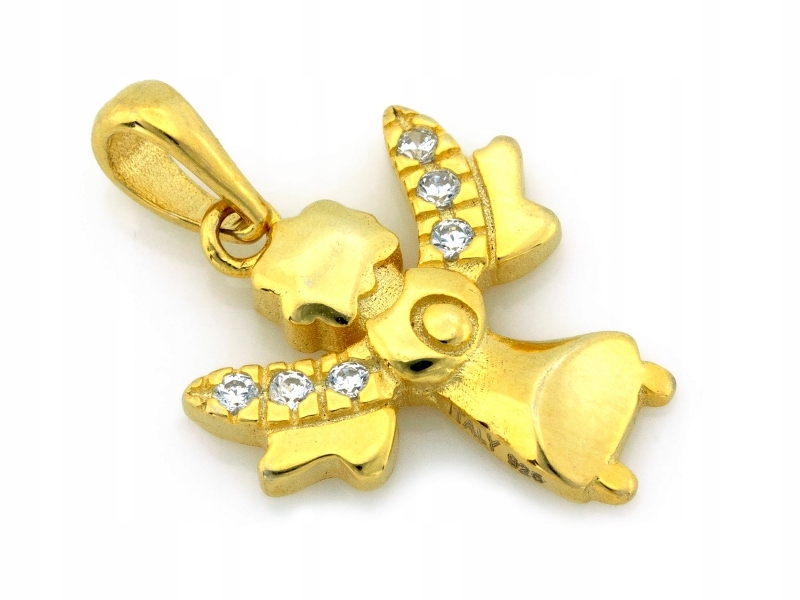 Stříbrný přívěsek 925 pozlacený anděl andělský módní elegantní s zirkony