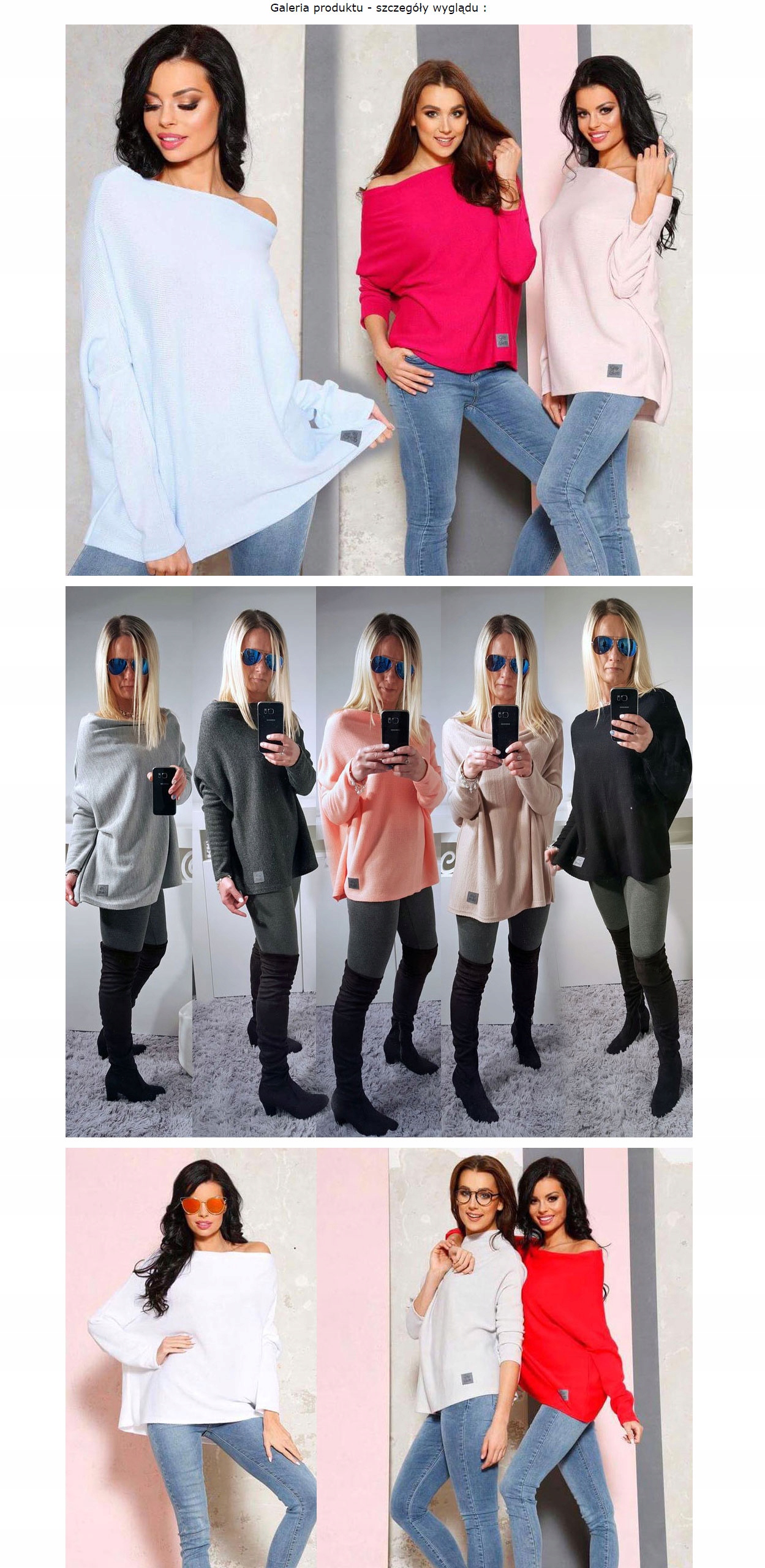 SWETEREK OVERSIZE TUNIKA SWETER WOOL ODKRYTE RAMIĘ Rozmiar uniwersalny