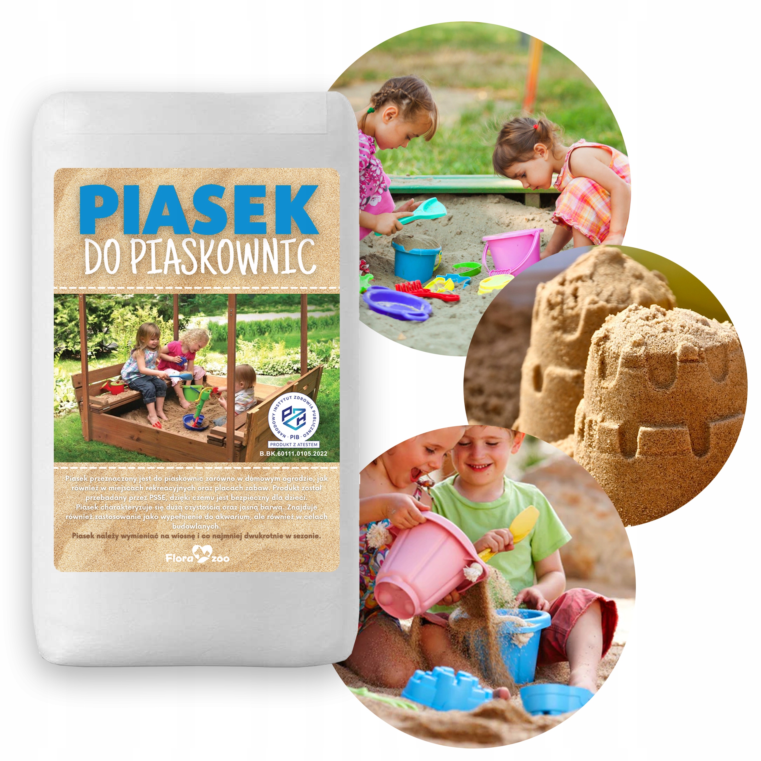 PIASEK DO PIASKOWNIC ATEST ZABAWKI DLA DZIECI 30KG Marka Florazoo