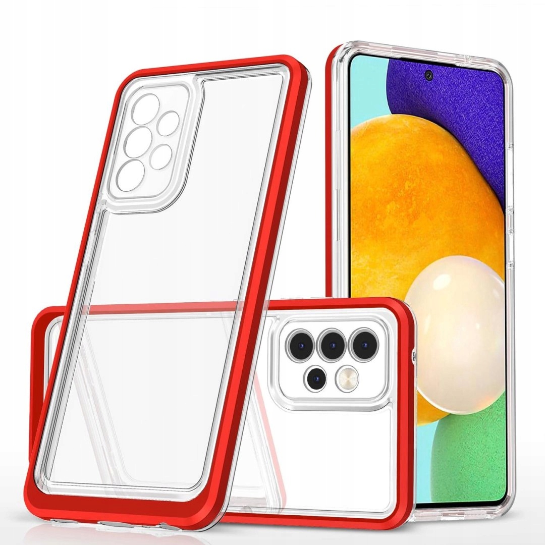 Clear 3in1 etui do do Samsung Galaxy A13 5G żelowy pokrowiec z ramką czerw