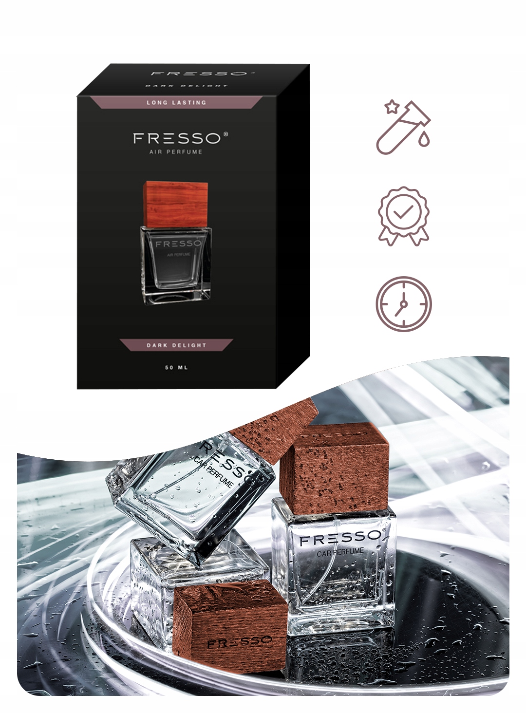 PERFUMY do SAMOCHODU FRESSO DARK DELIGHT zapach odświeżacz DŁUGOTRWAŁY Producent Inny
